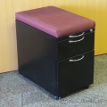 Black Rolling 3 Drawer Pedestal with Red Padded Seat